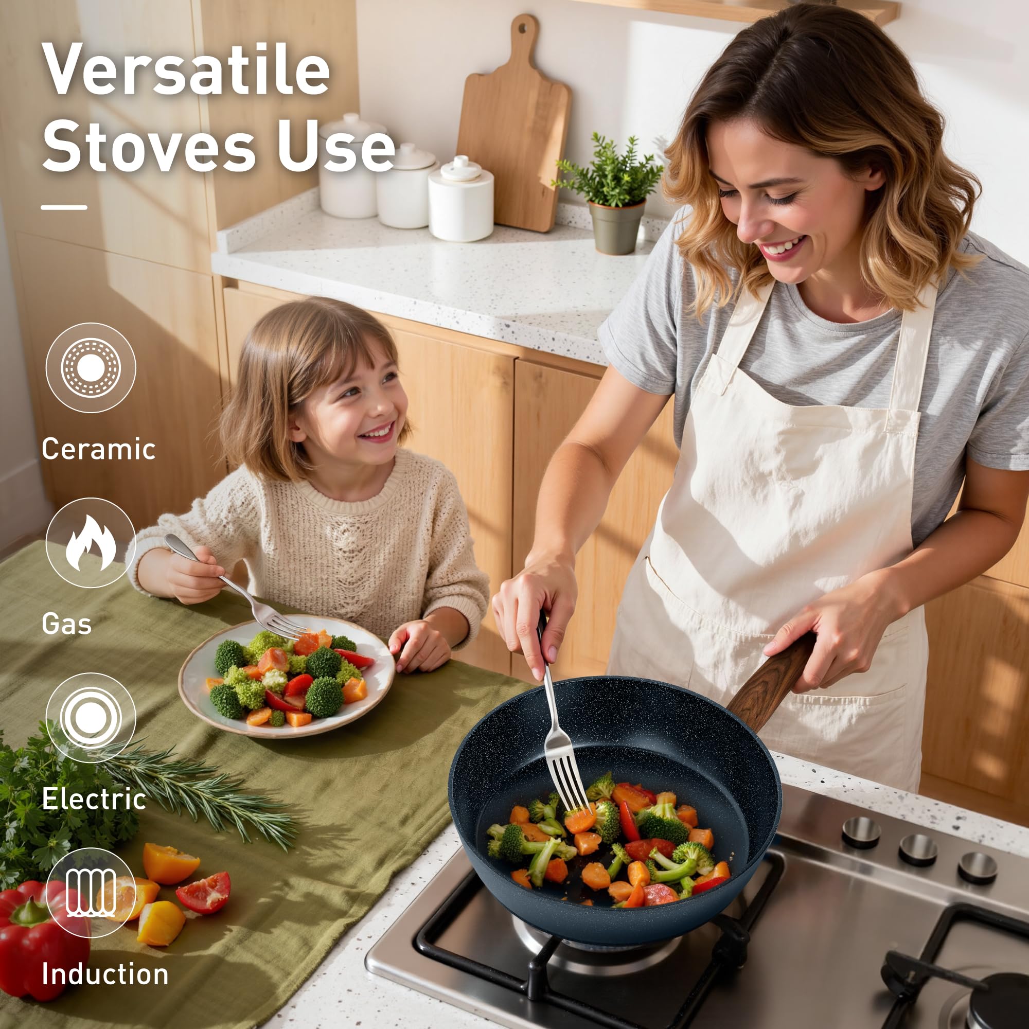 DisDelight Töpfe und Pfannen Set Antihaft Antihaft Induktion Granit Küche Kochgeschirr Sets Induktion Antihaft Granit Kochset Induktion Kochgeschirr Kochpfannen-Set Pfannensets zum Kochen Blau