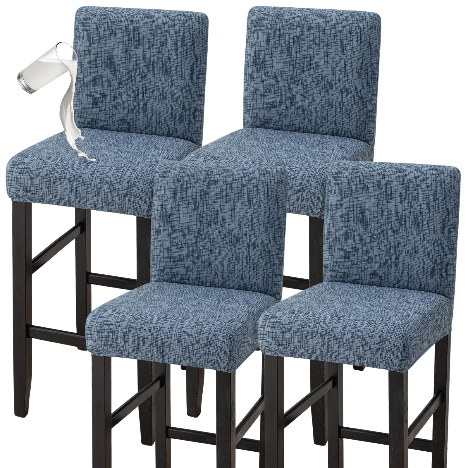 Bar Stool Covers Counter Chair Slipcovers Set of 4,Color 01