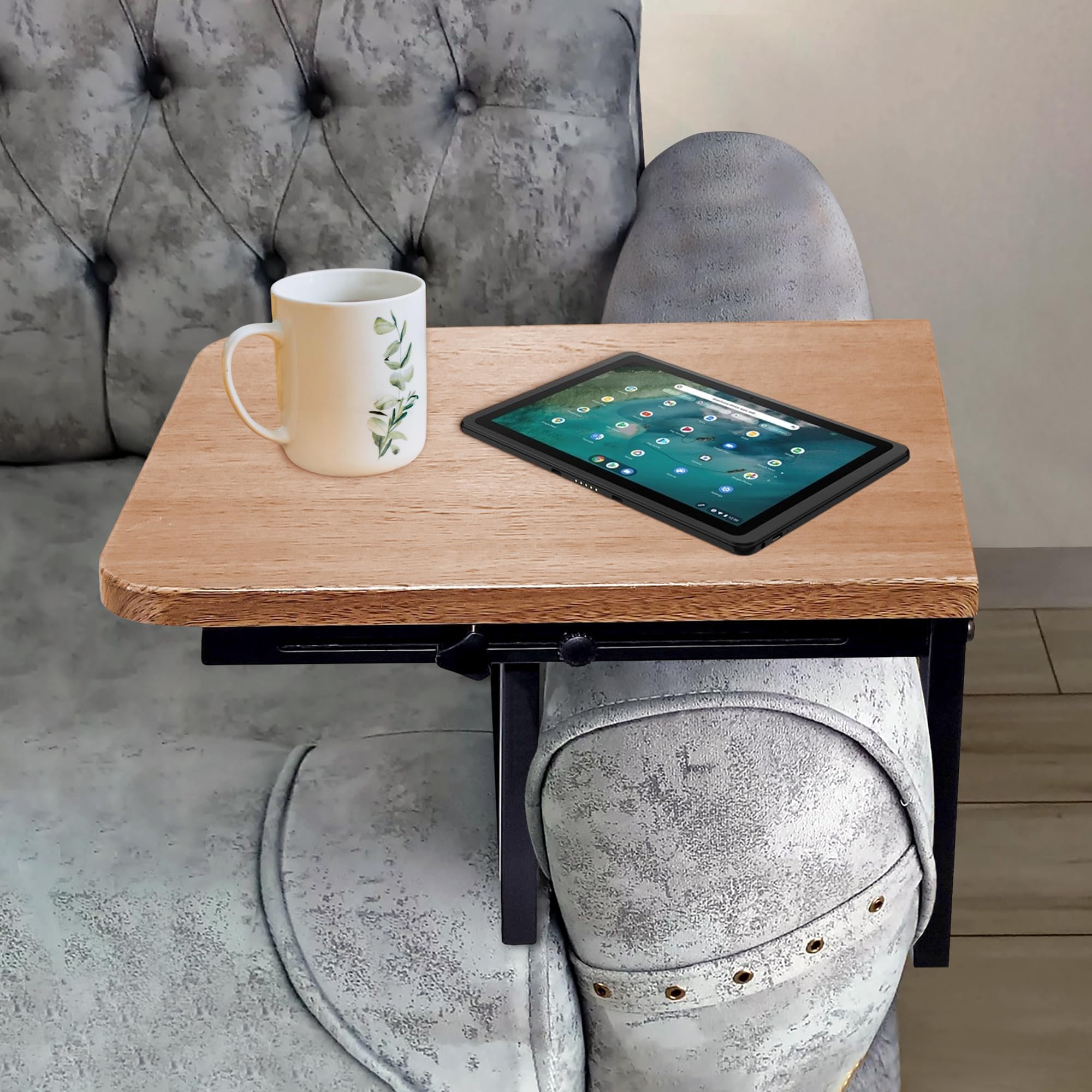 Amazon｜Capinal プレミアム木製ソファアームクリップテーブル メタル