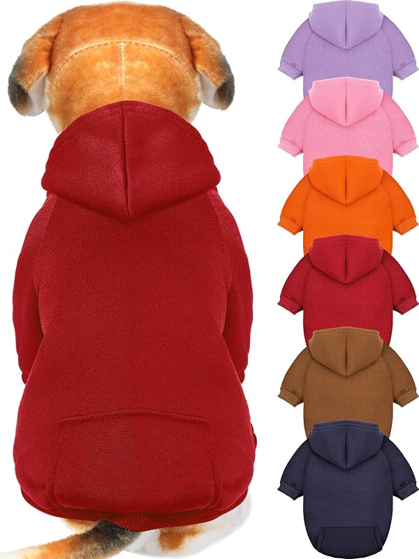 Moletons com Capuz para Cães Pequenos em Mistura de Algodão Syhood, Tamanho S, Pacote com 6