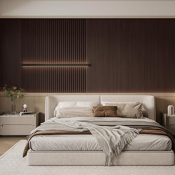 YU LI 3DH WPC Slat Wall Panels 12-Pack 48x 6in & 4 Trim Accent Black Wood Grain 3D Wall Panels Interior Wall Modern Decor