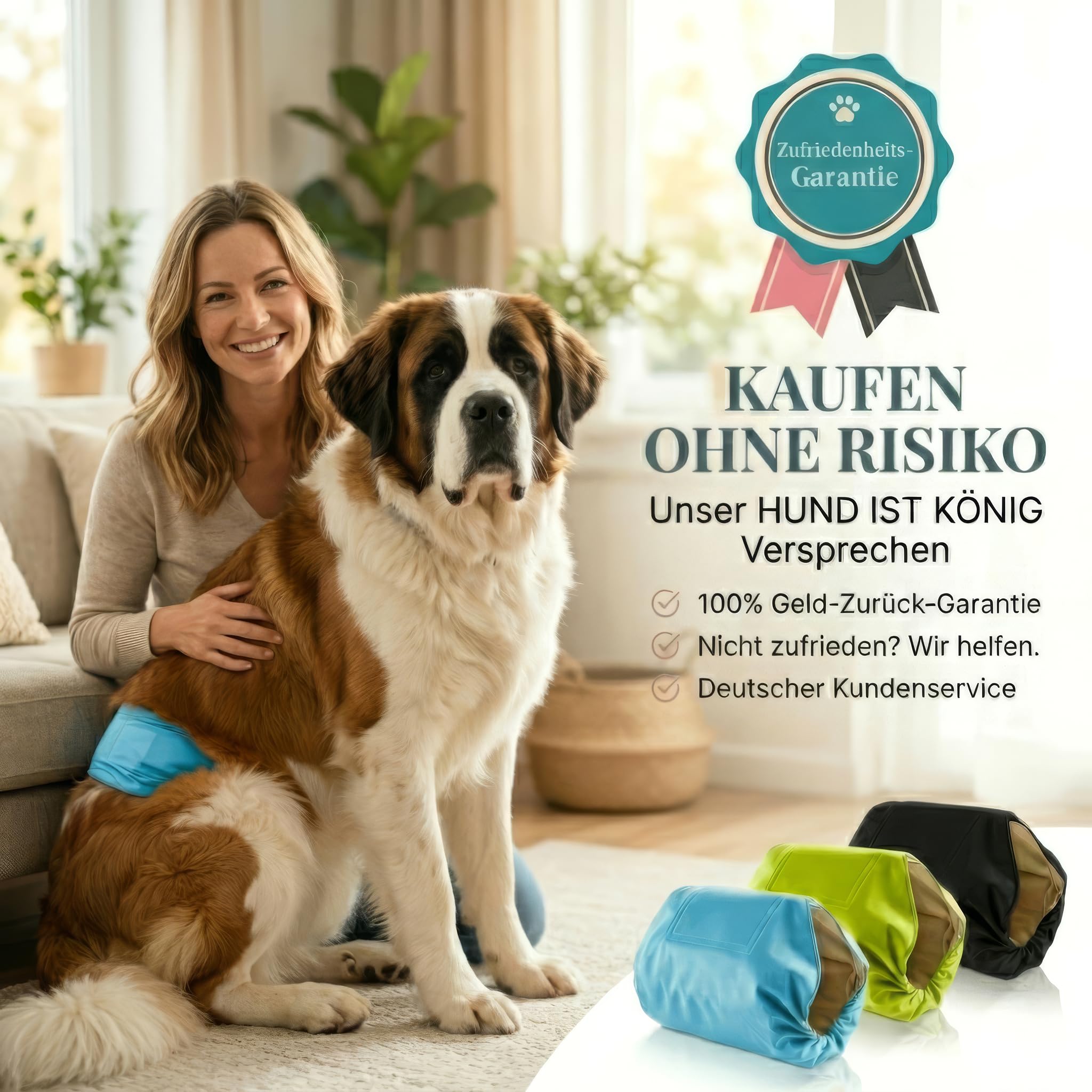 HUND IST KÖNIG Pañales para perros para perros [3 unidades] pañales absorbentes para perros | cómodos pañales para perros en caso de incontinencia para perros – Pañal respetuoso con el medio ambiente