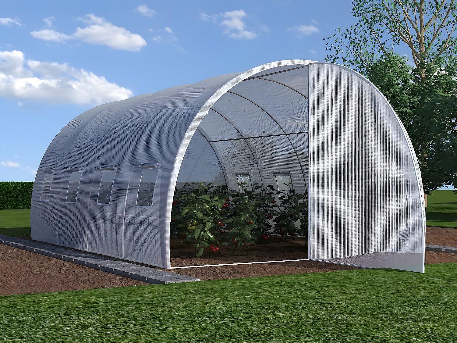 Vente-unique - Invernadero t˙nel con Estructura de Acero y Puerta de 12 m≤ - 300 x 400 x 200 cm - ALOCASIA