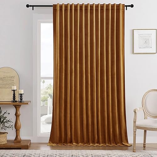 Miniatura 48 de Timeper - Cortinas de terciopelo café dorado, 84 pulgadas de largo, 2 paneles, cortinas con bloqueo de luz para dormitorio y sala de estar, aisladas
