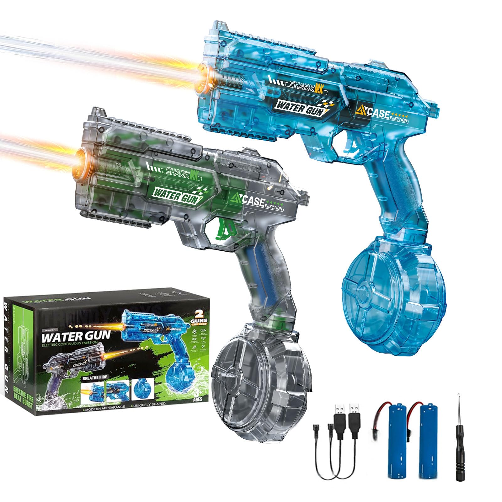 2 Pack Electric Water Gun with LED Lights, Automatic Water Gun with Multifunctional Lighting Effects