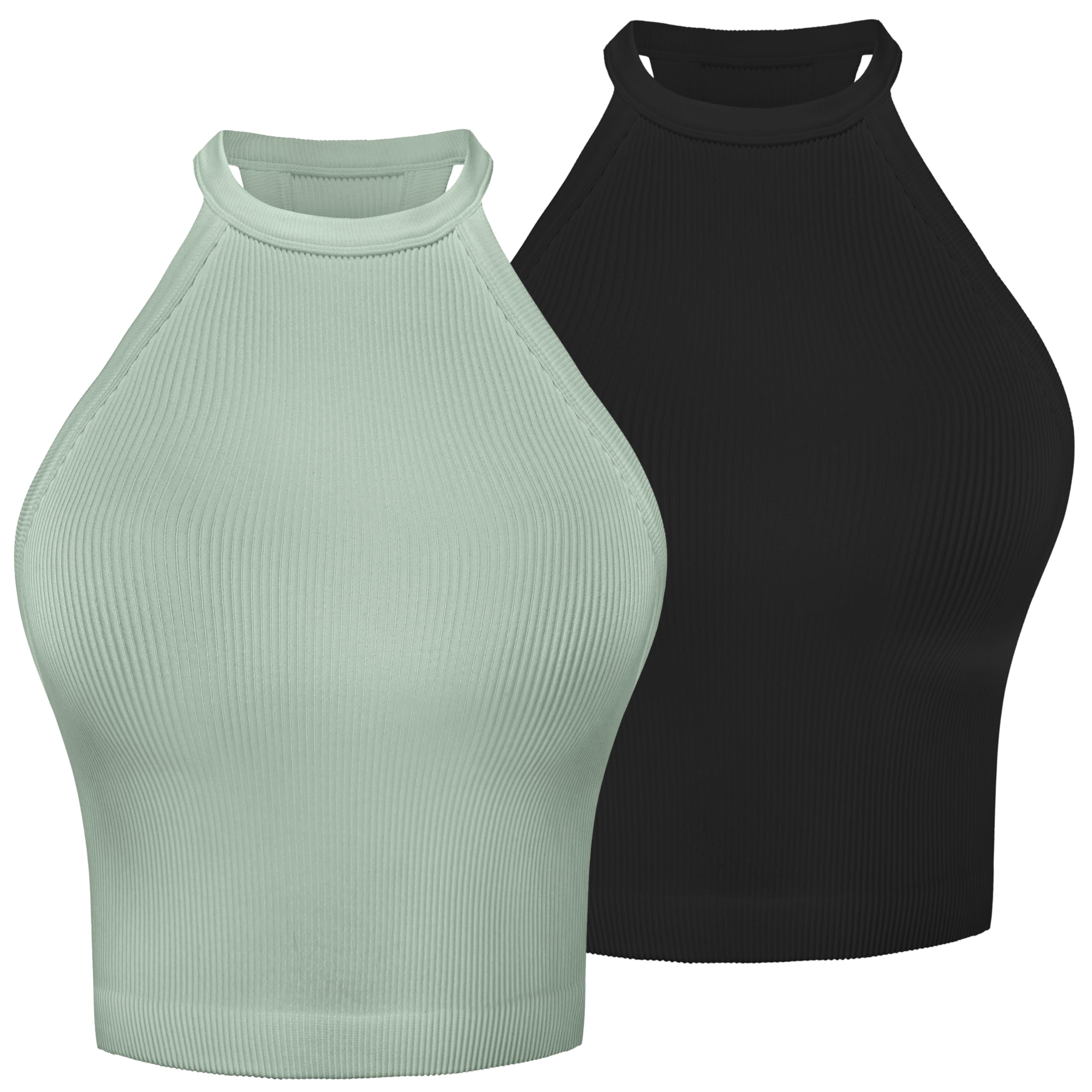 Sunzel Camiseta sin Mangas, de canalé, Cuello Alto, sin Costuras, para Mujer