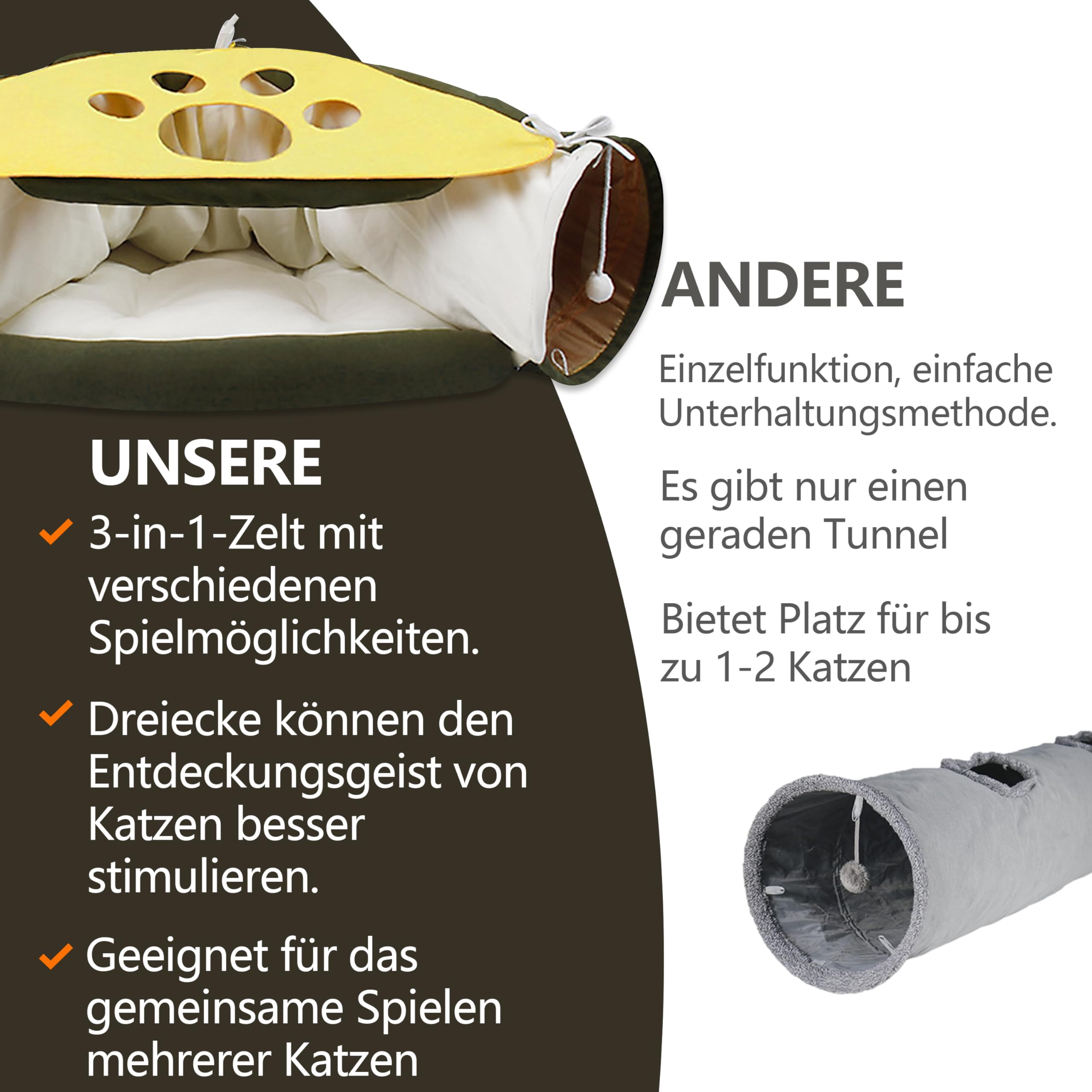 VERCART Túnel para gatos, túnel de juego, túnel para gatos, tamaño XXL, juguete para gatos, túnel para gatos, juguete para gatear, túnel de inteligencia para gatos, túnel de conejos