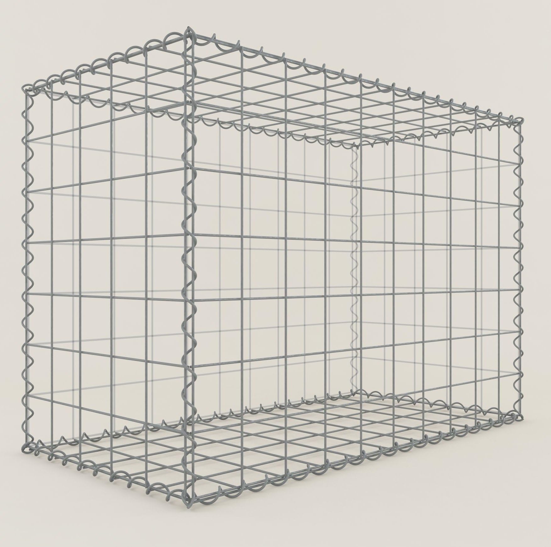 GABIONA Stone basket gabion square, mesh size 10 x 10 cm, depth 50 cm, spiral closure, galvanised (100 x 70 x 50 cm).