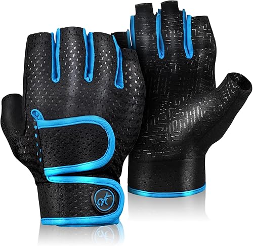 MOREOK Guantes de entrenamiento acolchados para levantamiento de pesas para hombres y mujeres, gel de 0.197 in guantes de gimnasio con agarre sin
