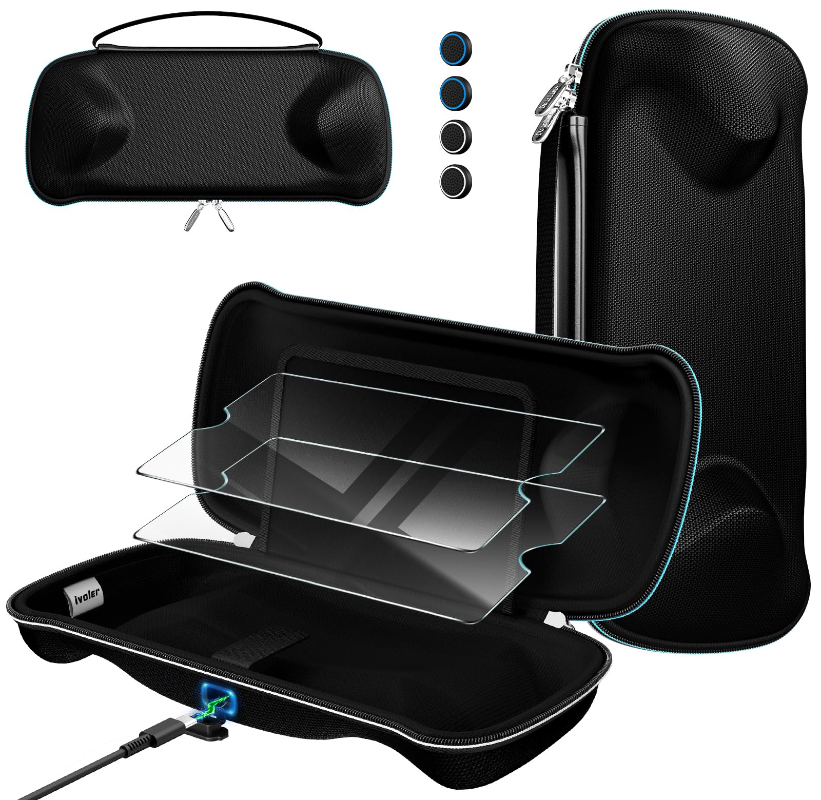 ivoler 7 in 1 Carrying Case for PlayStation Portal Charging Inside Port Carrying Case 2 Pcs Screen Protectors