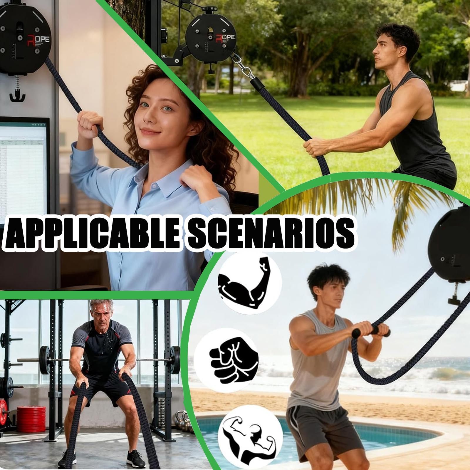 Endlosseil-Trainer Endless Rope Trainer 2026 Upgrade:Tragbares Kabelzugsystem FüR Das Heim-Fitnessstudio-Verstellbarem Widerstand FüR GanzköRper-Arm-RüCkentraining Sowie Krafttraining