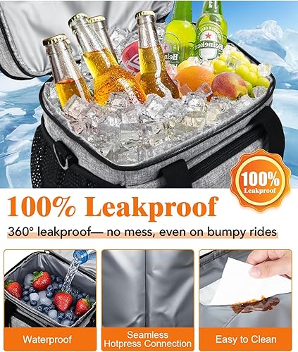 Miniatura 4 de Lonchera para hombres, bolsa de almuerzo con doble aislamiento, reutilizable, a prueba de fugas, bolsa portátil de comida de picnic, bolsa de