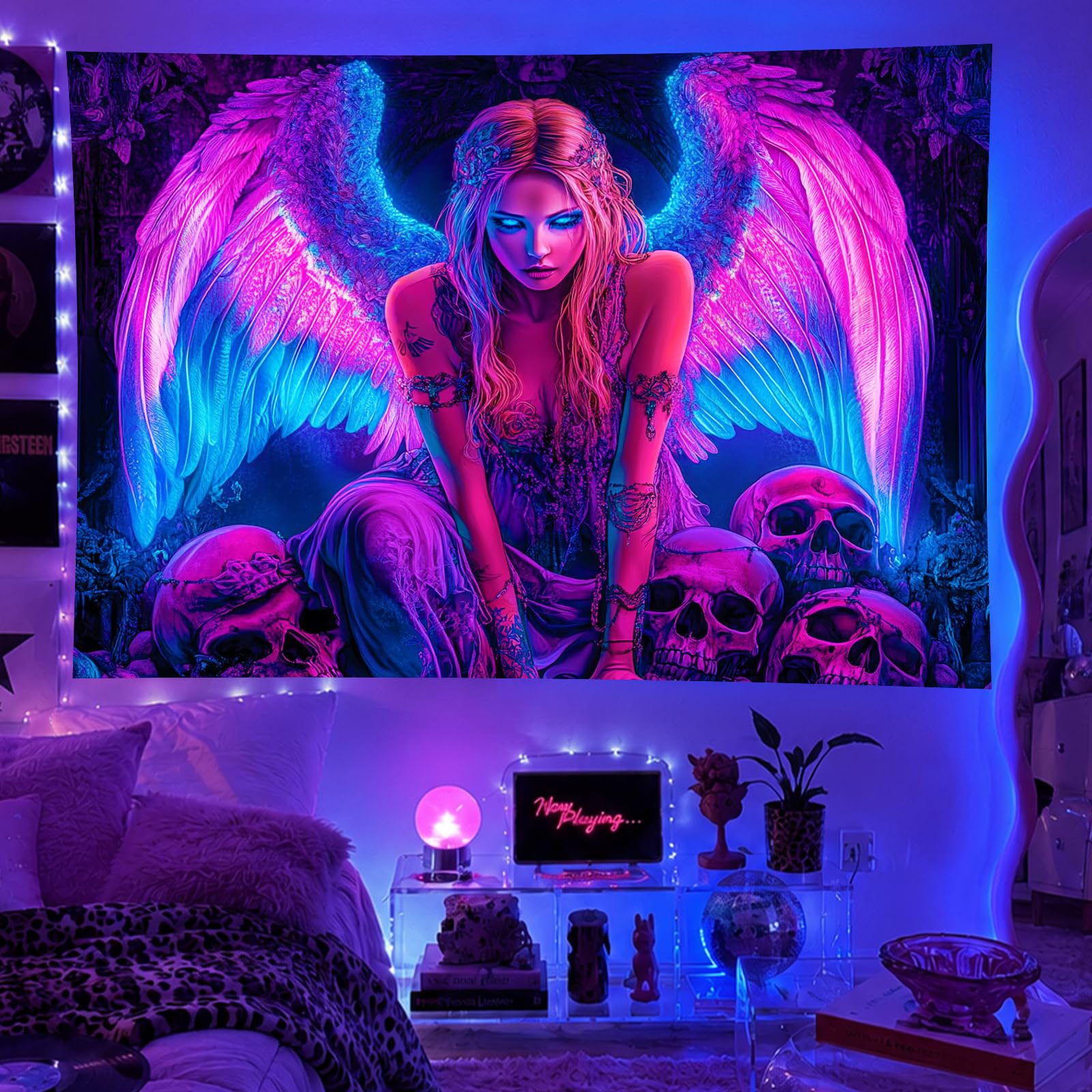 BlissYard Blacklight Gothic Tapestry 78x59 Inch Womens Tapestry