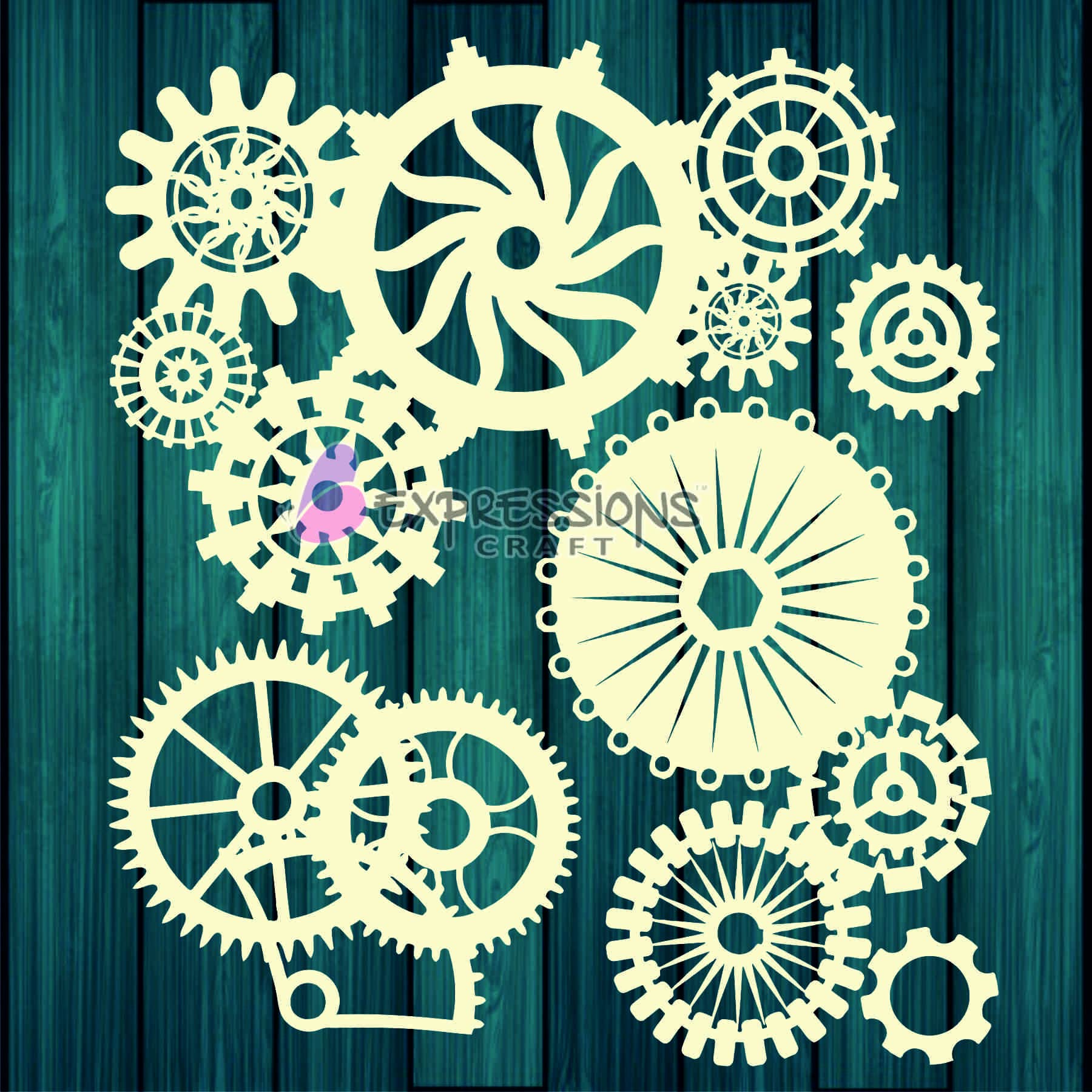 Expressions Craft Chipboard Cutouts & Embellishments for Mixed Media/Scrapbooking/Cardmaking & Other DIY Crafts - Gear Set 5