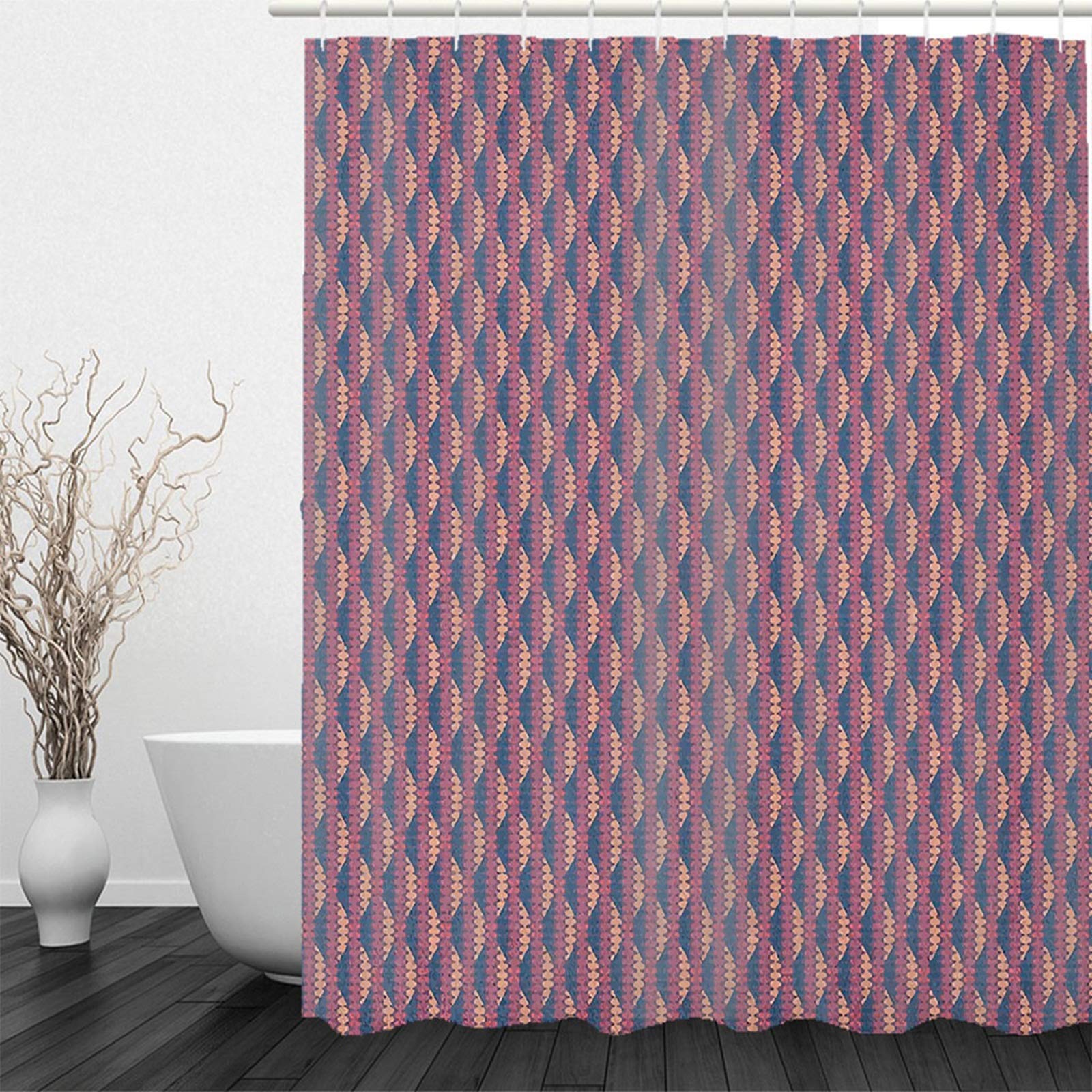 Cortina de ducha opaca, cortina de ducha de tela naranja, poliéster, morado, azul, una cadena de puntos 180 x 200 cm, decoración moderna para baño