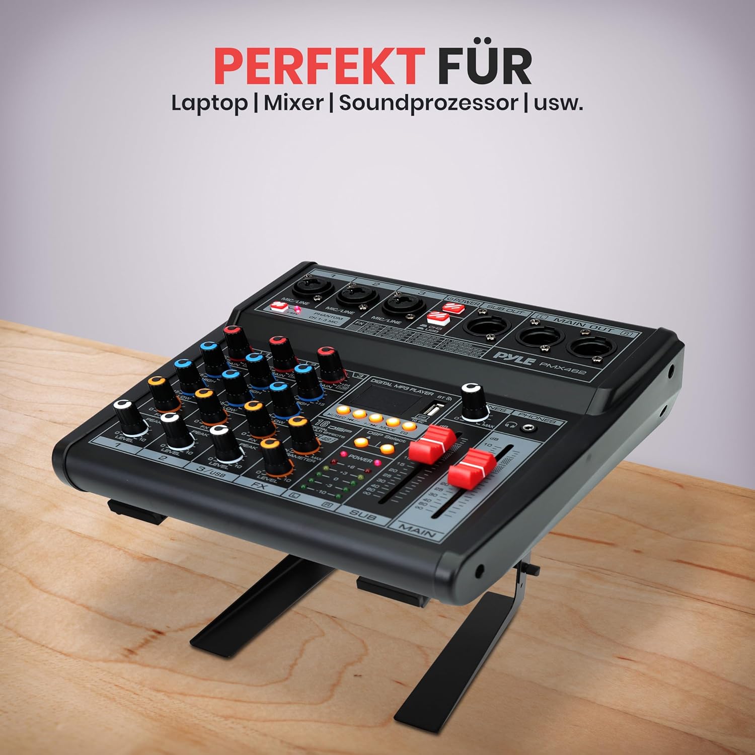 Pyle Portable Adjustable Laptop Stand - 6.3 to 10.9 Inch Anti-Slip Standing Table Monitor or Computer Desk Workstation Riser with Level Height Alignment for DJ, PC, Gaming, Home or Office - PLPTS25