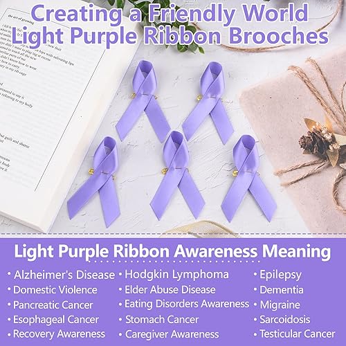 Miniatura 3 de 100 pines de satén para concientización de la cinta de bígaro, alfileres de satén para concientización sobre los trastornos alimentarios sobre el