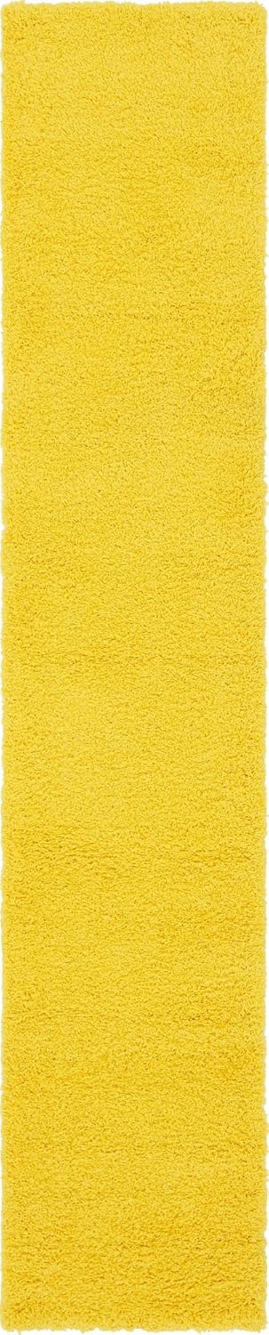 Unique Loom Solid Shag Collection Area Rug (2' 6" x 13' 1" Runner, Tuscan Sun Yellow)