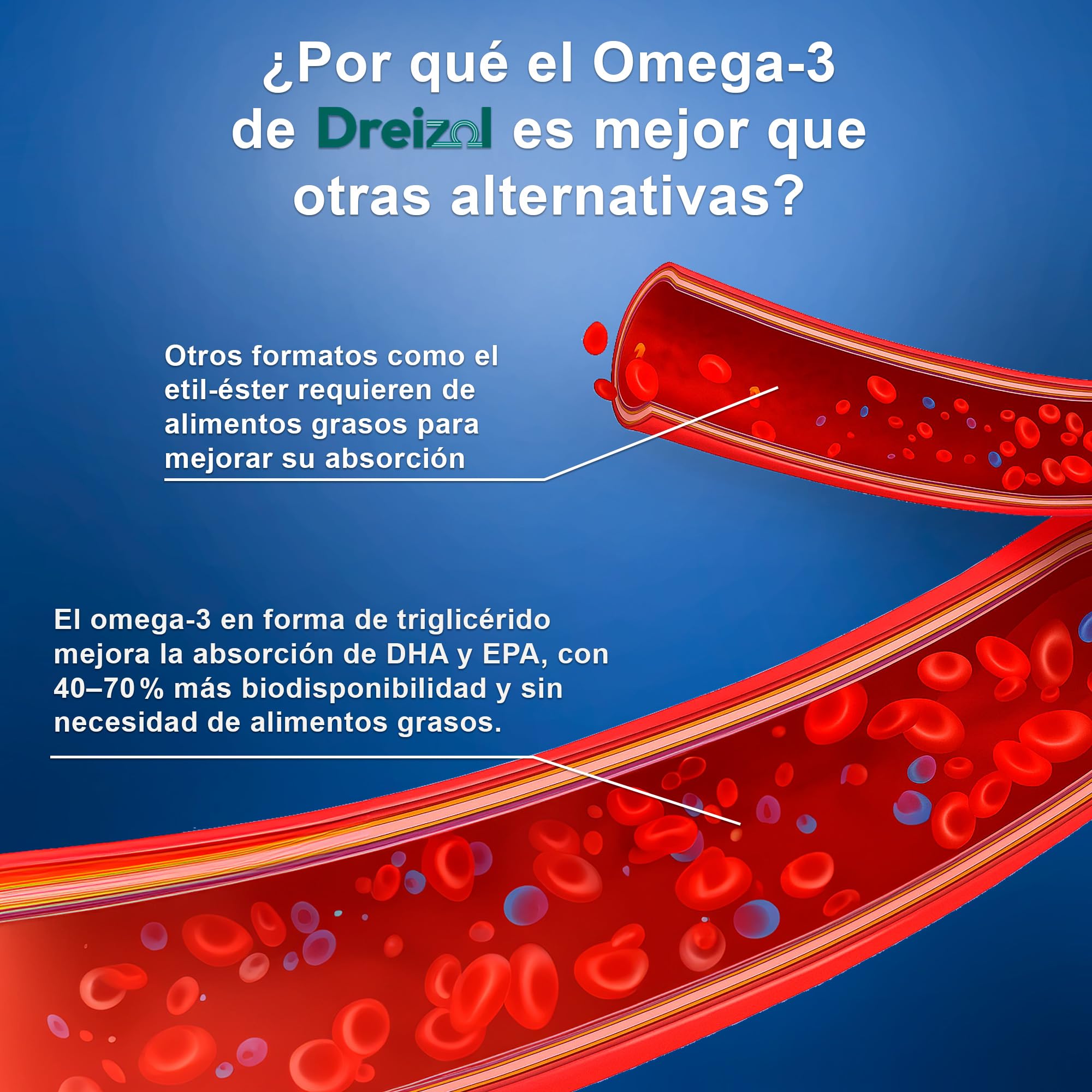 by Brudy Lab - Omega 3 2400 mg DHA High Dose – Cápsulas con DHA, EPA y DPA en Triglicéridos - Aceite de Pescado Concentrado - 60 Cápsulas