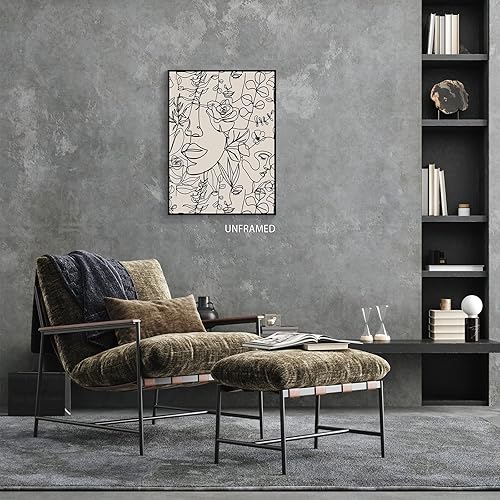 Miniatura 7 de Lienzo abstracto moderno para mujer, arte de pared, línea minimalista, bohemio, flores botánicas, pósteres estéticos contemporáneos negros femeninos