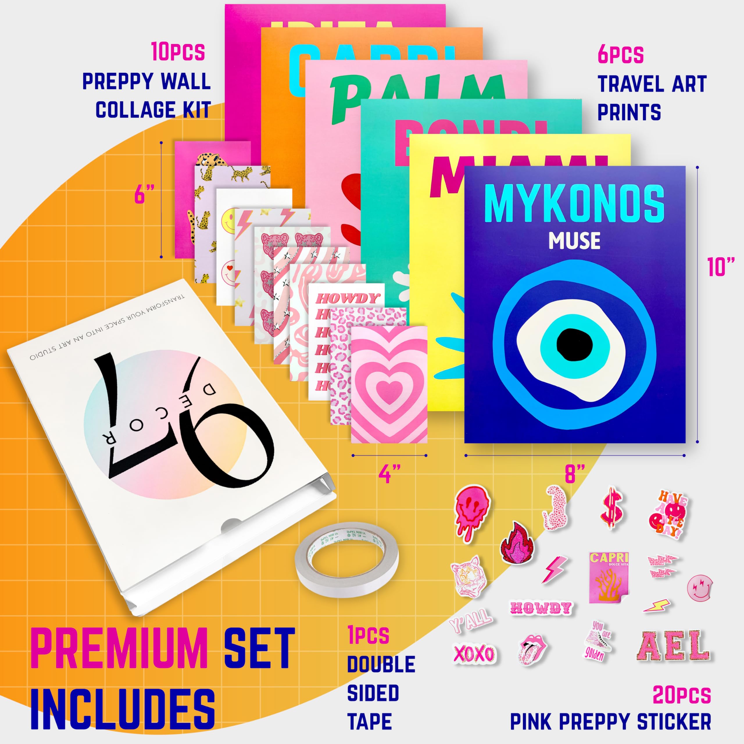 97 Decor Preppy Room Decor Aesthetic - Preppy Wall Art, Preppy Posters Maximalist Decor, Preppy Pictures Travel Prints, Trendy Summer Room Decor for Teen Girl Dorm Bedroom (8x10 UNFRAMED)