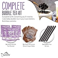 Vista 1 de Bubble Tea COMPLETE SET. El mejor kit de té boba/de burbujas para prepararlo tú mismo, listo en 45 segundos, 5 paquetes de polvo de té de leche + 5