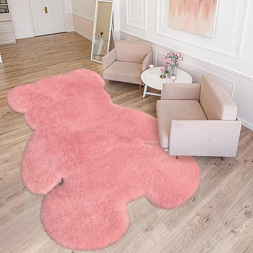 Miniatura 126 de Alfombra blanca de 3 x 3.9 pies, suave y esponjosa, de piel de oveja sintética, bonita alfombra de felpa para guardería, habitación de niños y Blanco