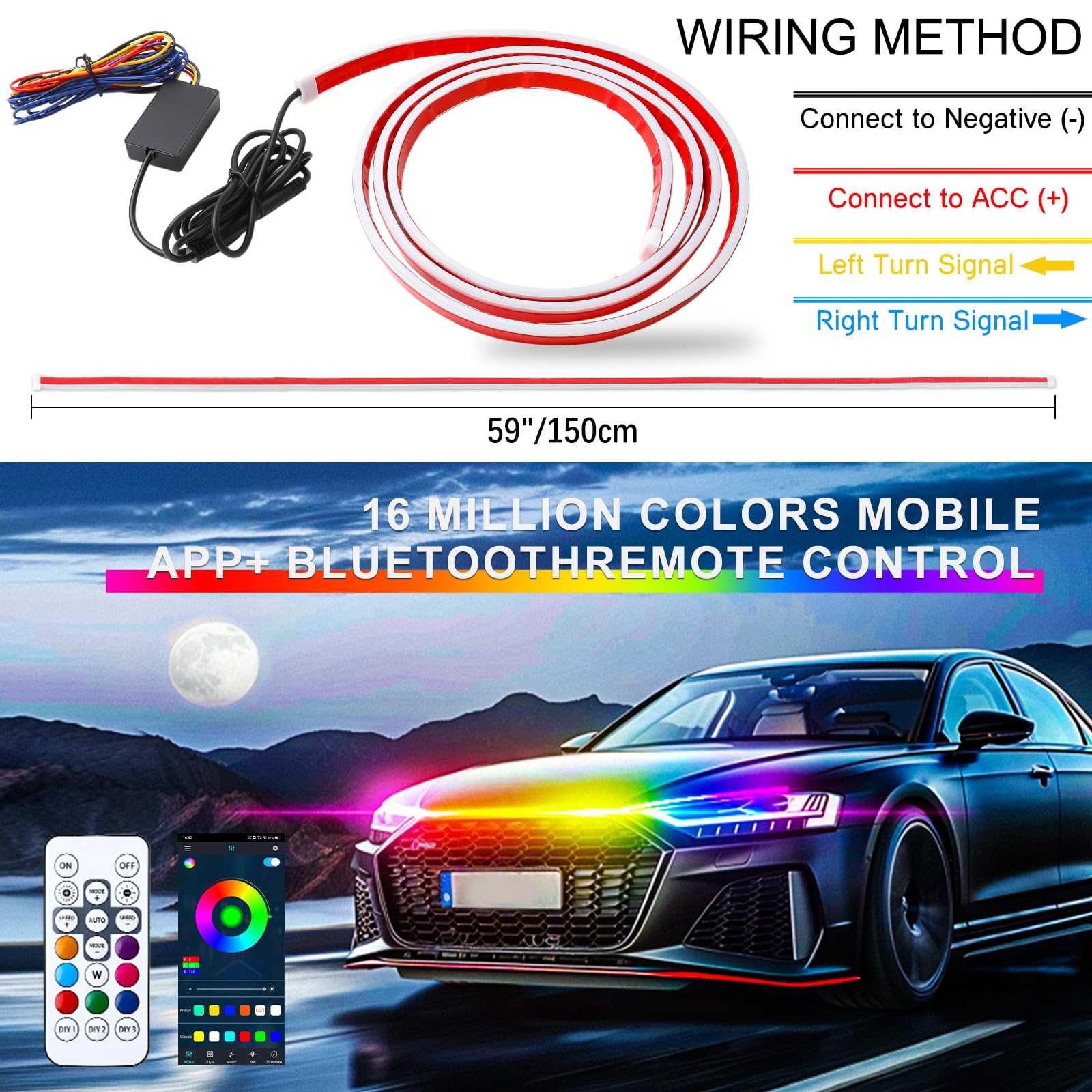 DREAMIZER Led-lichtstrip voor motorkap, dynamisch, met