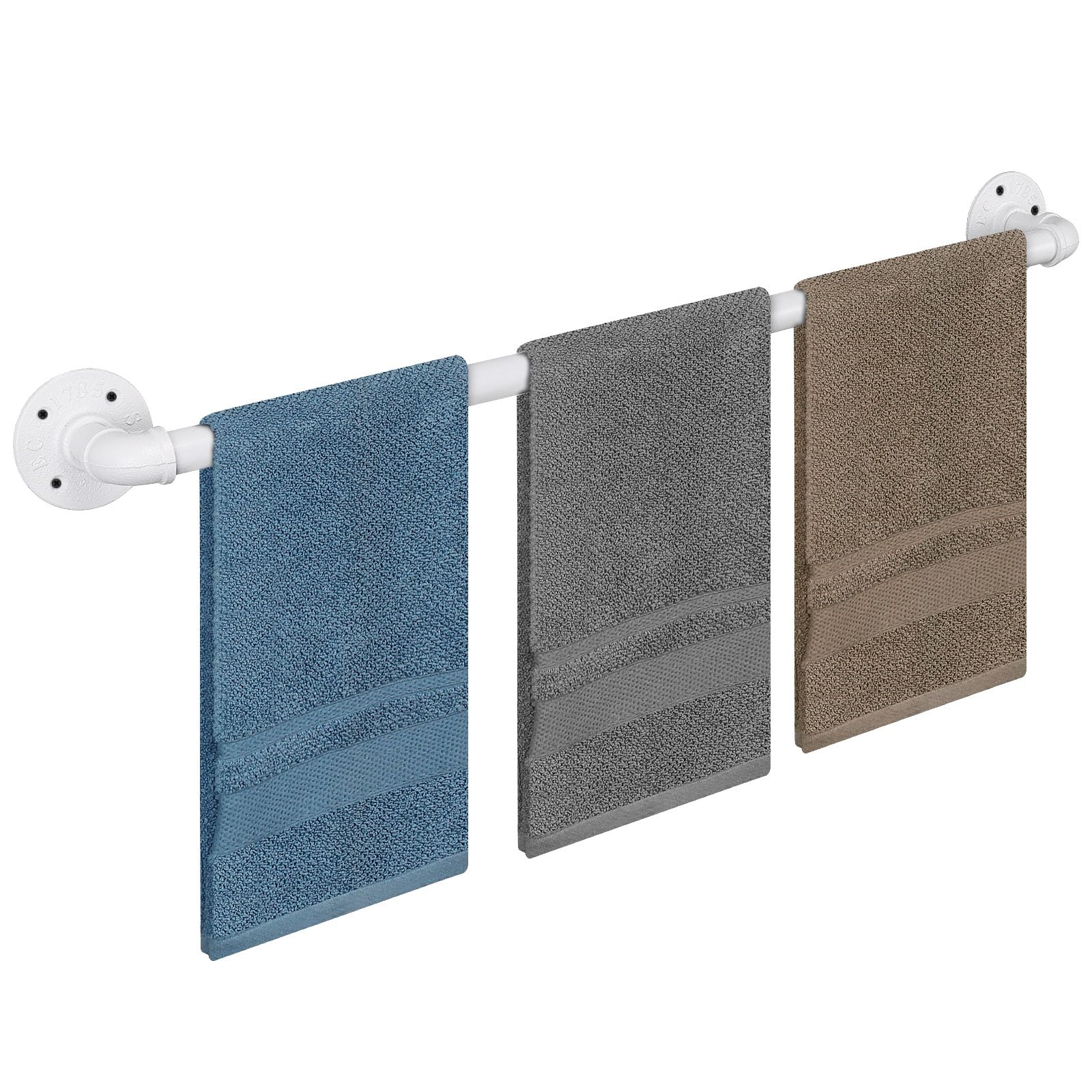 Jeasor Industrial Pipe Towel Rack Towel Bar, Heavy Duty Wall Mounted Rustic Farmhouse Bath Towel Holder for Bathroom (White, 28) — image 1