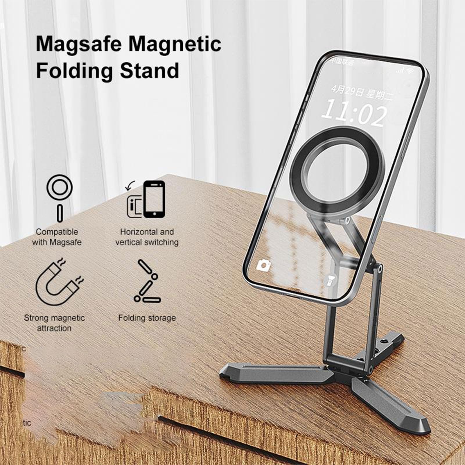 Soporte de Trípode de Teléfono Magnético, para el 15/14/13/12 Plus/Pro/MAX, Soporte de Teléfono Celular Plegable de la Serie para el Monte del Trípode de Selfie de Aluminio