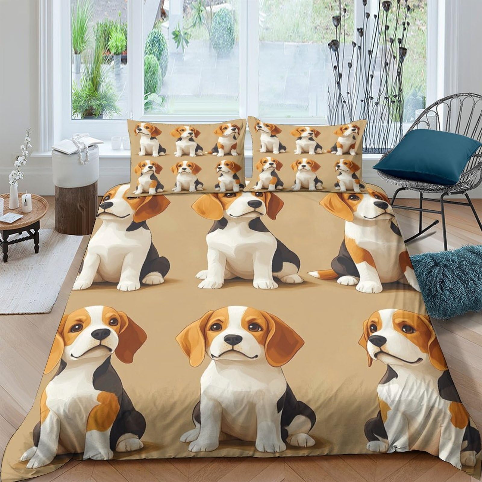 Ctjqhvkz Style-5 3D Printed Beagle Dog Pattern Fitted Sheet Microfiber Soft Animal Bed Sheet For Bedroom Dorm Mattress Cover Decor Single（135X200cm）