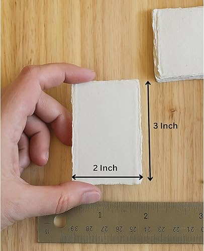 Miniatura 2 de Papel de algodón hecho a mano con borde de mazo, papel de algodón reciclado mixto para tarjetas de posiciónacompañamiento, tarjetas de lugar,