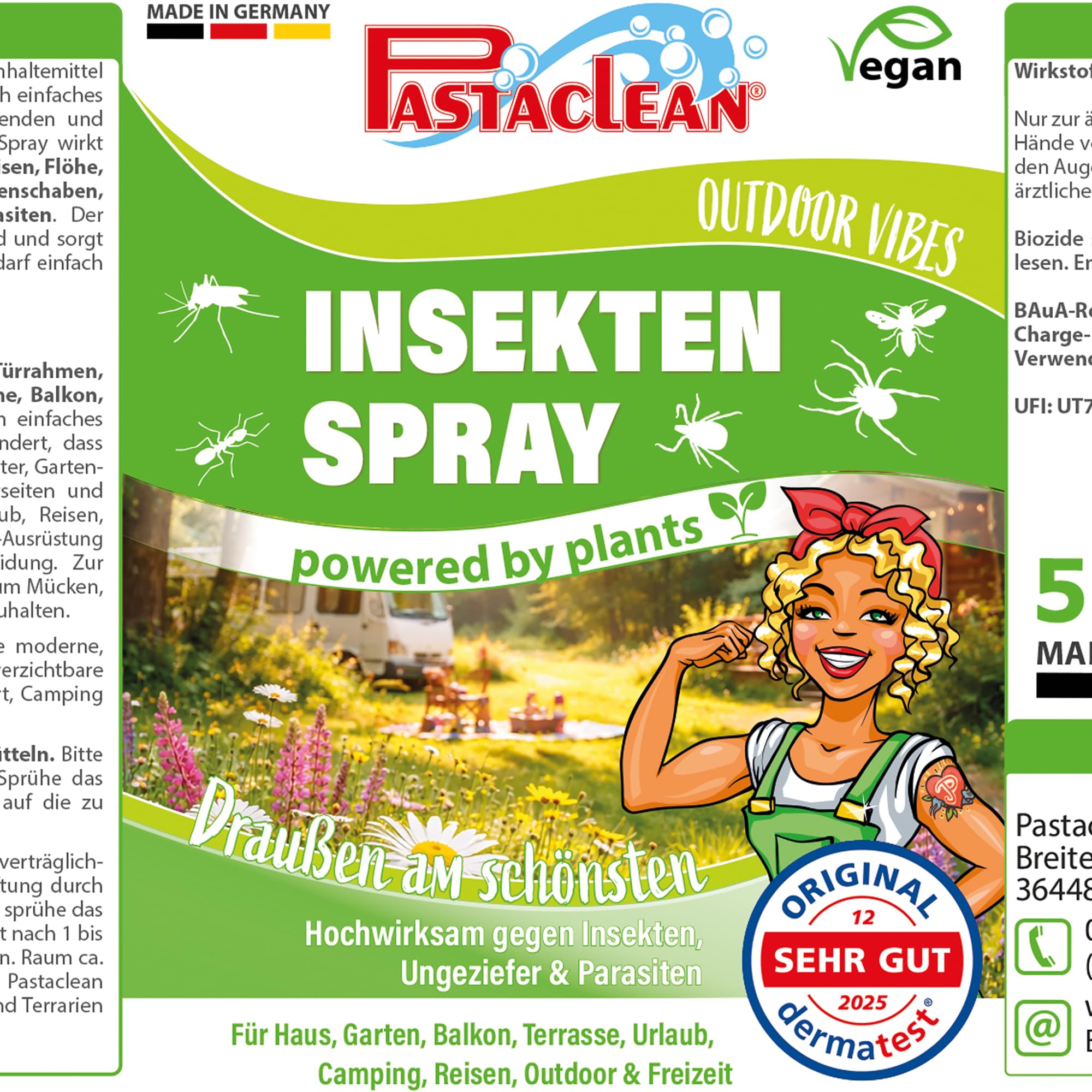 PASTACLEAN 2x 500ml Insektenabwehr | Insektenschutz vor Mücken, Zecken, Stechfliegen | Umgebungsspray mit Langzeitschutz | Hält Insekten und Ungeziefer fern | Effektives Insektenspray