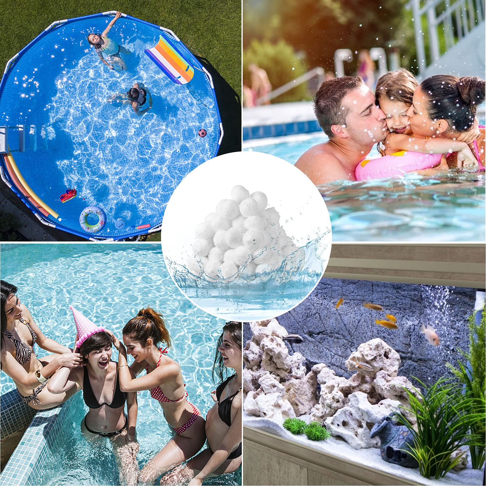 Filterballs 1500g Pool Filterbälle ersetzen 54kg Filtersand für sandfilteranlagen, Schwimmbad, Filterpumpe, Aquarium Sandfilter