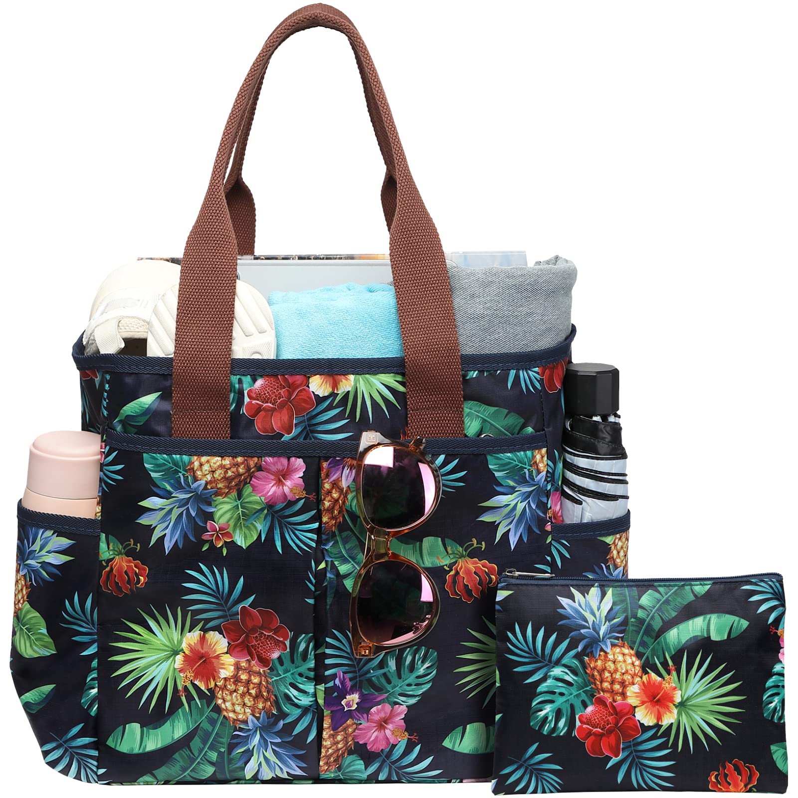 Tote Bags for Women, Packism Water Resistant Shoulder Bag with 7 Pockets, 2PACK