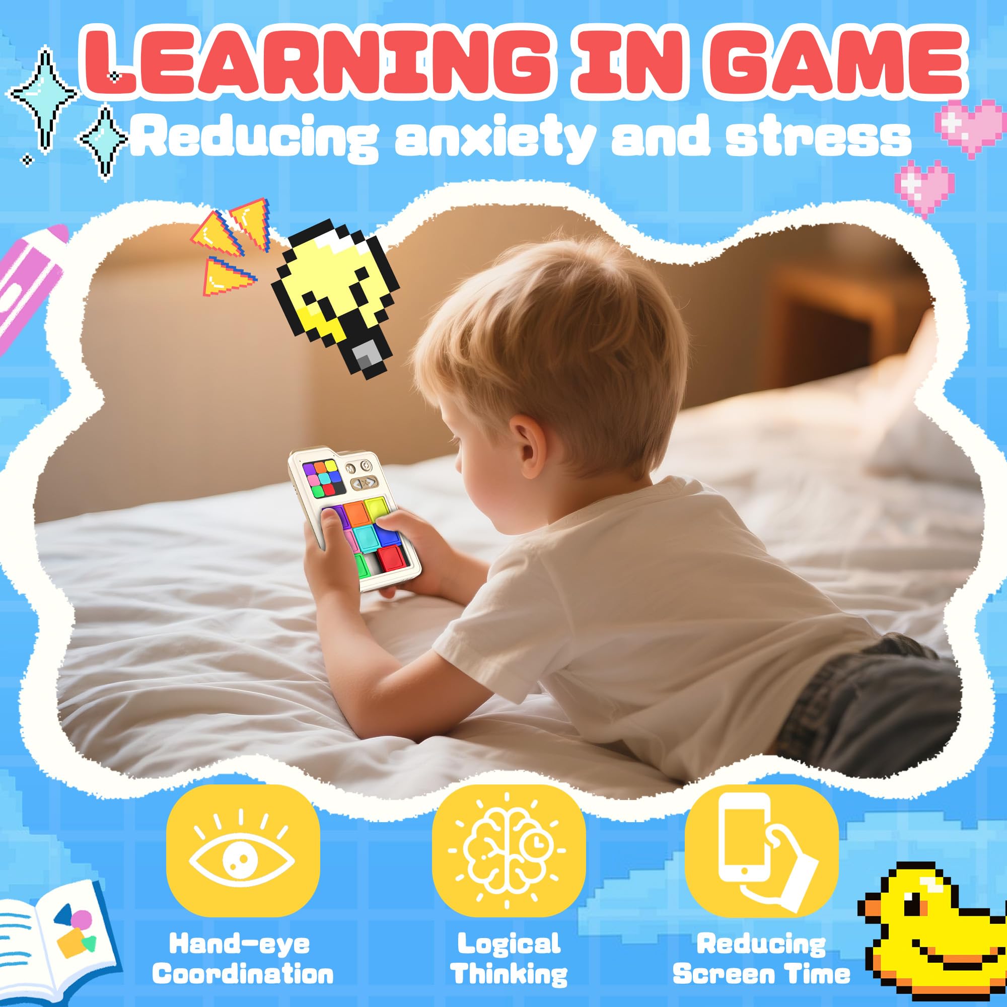 SMILESSKIDDO Super Slide Puzzle Games, Original 1000+ sfide e 3 modalità, puzzle rompicapo, puzzle super elettronico scorrevole giocattolo regali per bambini e adulti, divertente gioco di logica