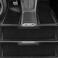 Vista 3 de CAR PASS Alfombrillas universales impermeables de cuero sintético de 3 filas para automóvil, alfombrillas negras para automóvil que se ajustan a
