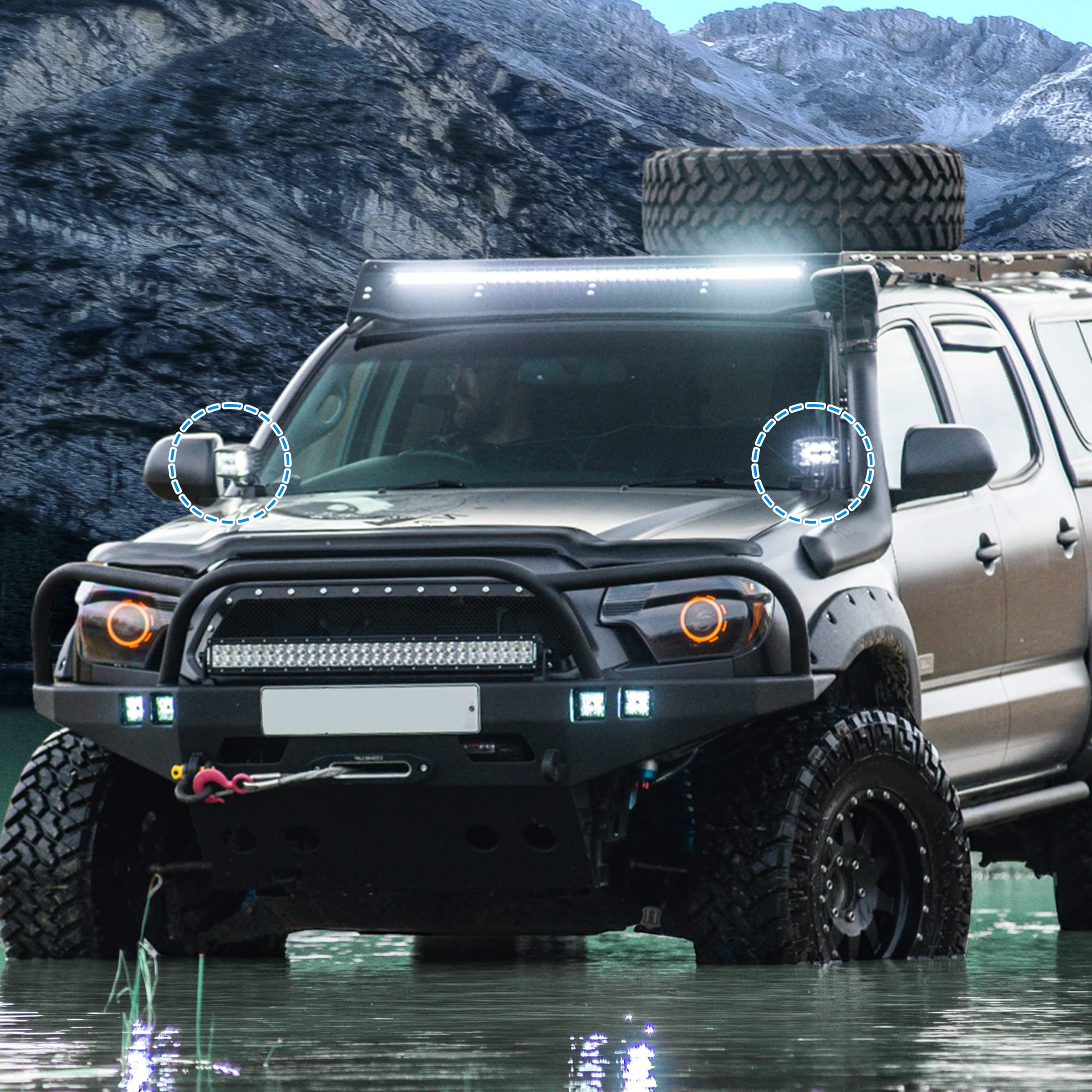 Kit Support Montage LED Pour Toyota 4Runner 2010-2022 - Capot Lumière, Fer Noir, Remplacement Direct