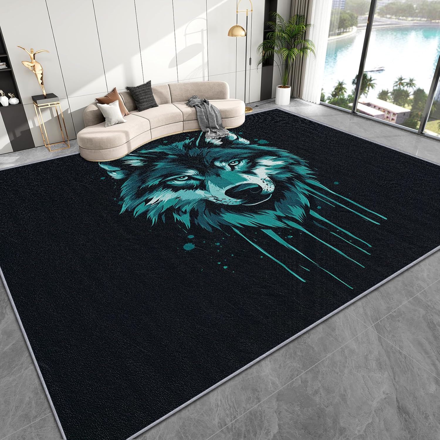 Amazon.com: SherAvant Wolf Rugs for Bedroom 8x10-2x3 Rug - Wolf Rug ...