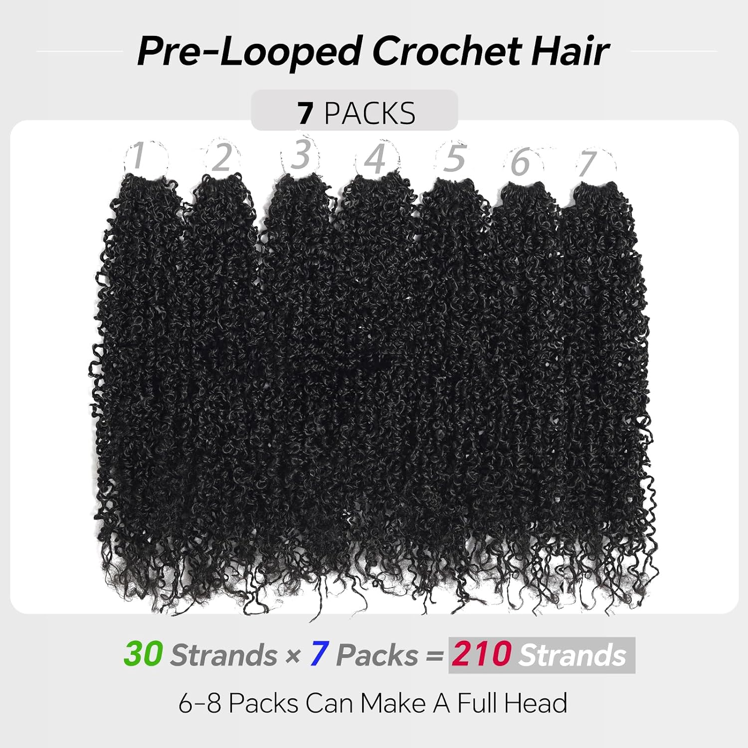 Yanky Twist Crochet Hair Pre Looped 8 Inch Pre-twisted Fluffy Curly Braiding Hair Short Senegalese Twist Braids Natural Bohemian Marlybob Crochet Braids for Black Women (1B, 14 Inch (Pack of 7))
