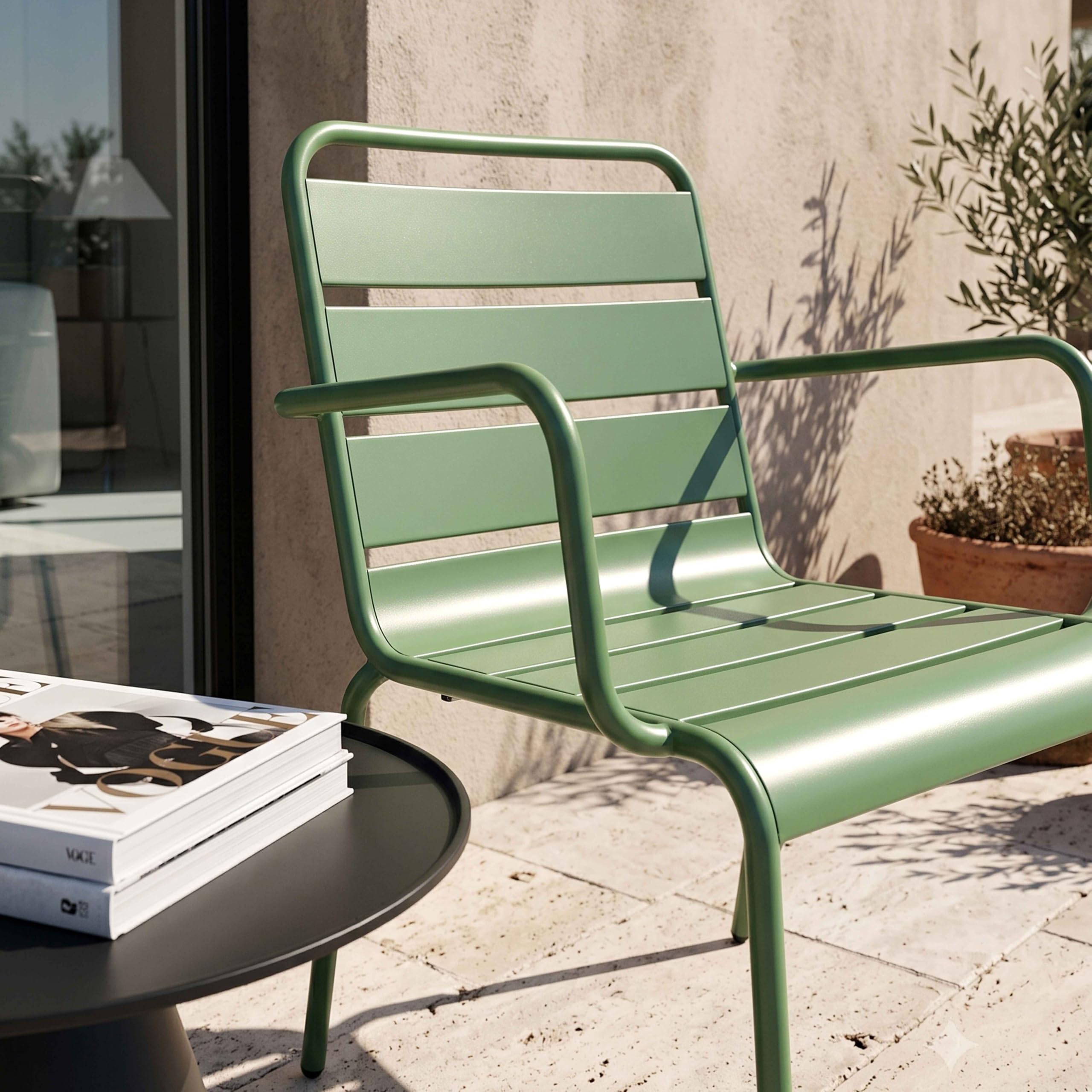 Oviala Fauteuil de Jardin en métal Vert Cactus - Palavas