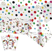 DPKOW Pack of 2 Clown Tablecloth Carnival Decoration, Colourful Table Decoration, Circus Clown Decoration, Tablecloth, Carnival Decoration, Carnival Decoration, Party Tablecloths, Disposable