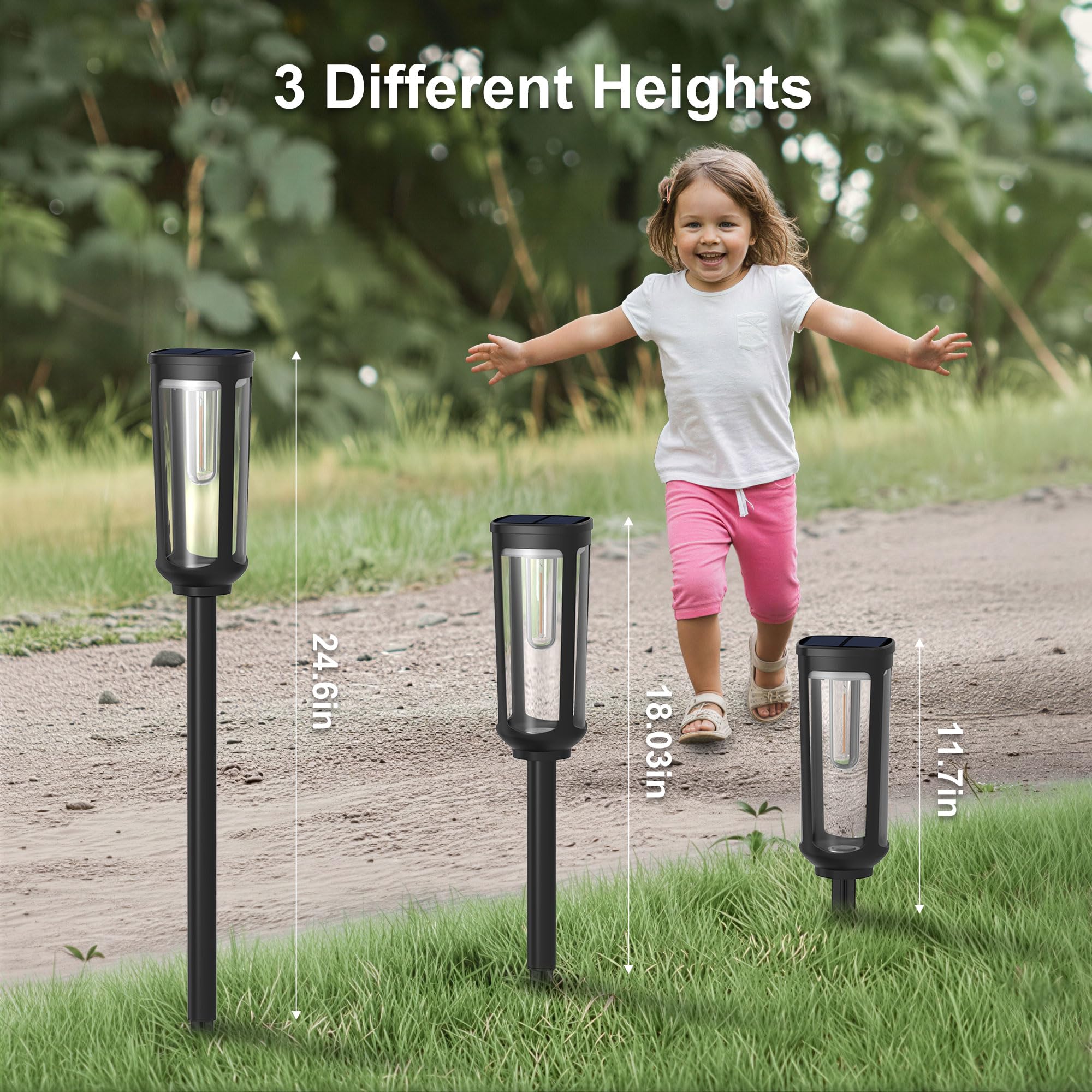 JEJOT Solar-Wegleuchten für den Außenbereich, 8 Stück, coole Gartenleuchten, solarbetrieben, wasserdicht, IP65, automatisches An-/Ausschalten, Außenlicht für Rasen, Terrasse, Gehweg, Auffahrt