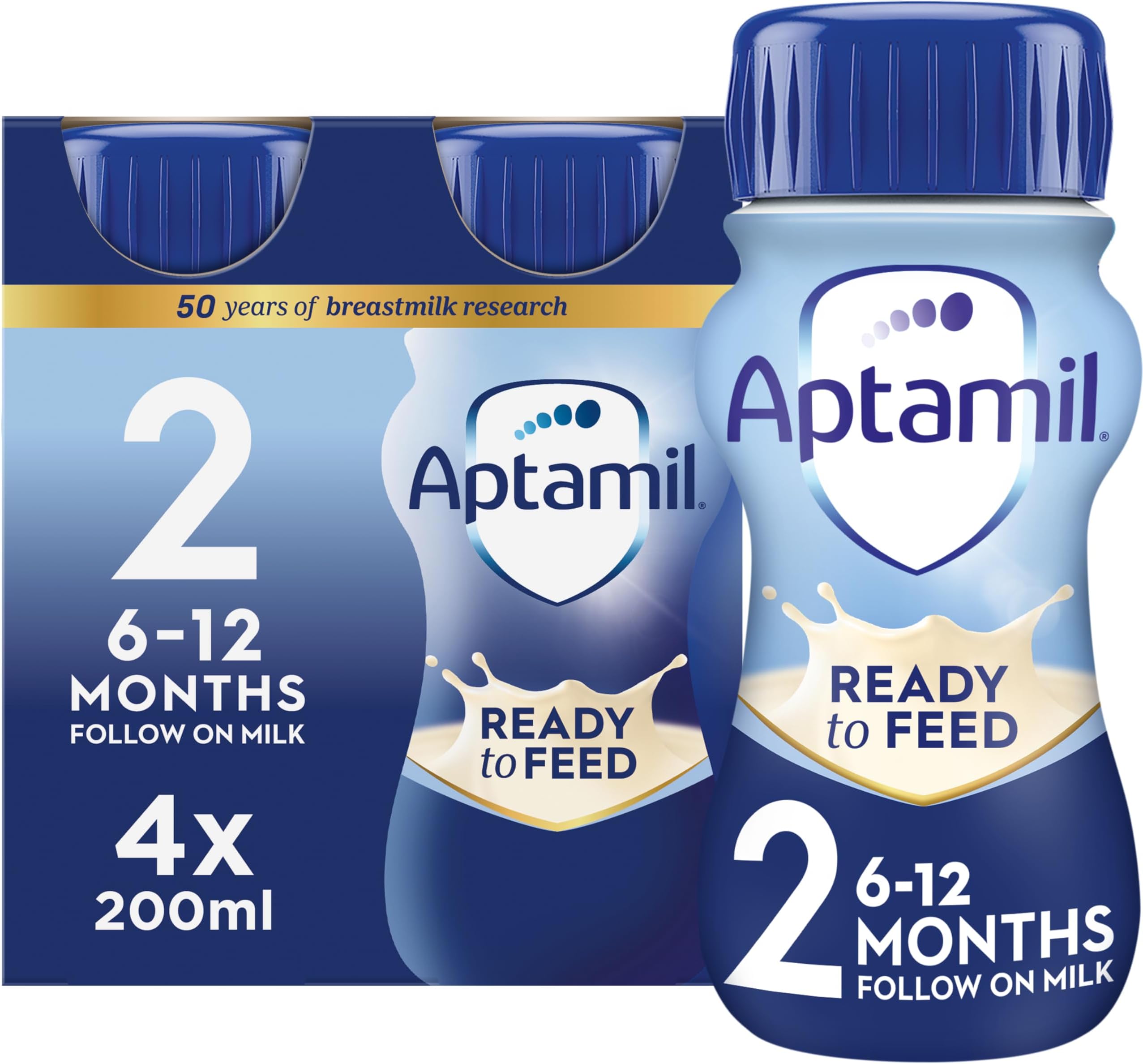 Aptamil 2 Follow On Milk 2 6-12 Months, 4 x 200ml