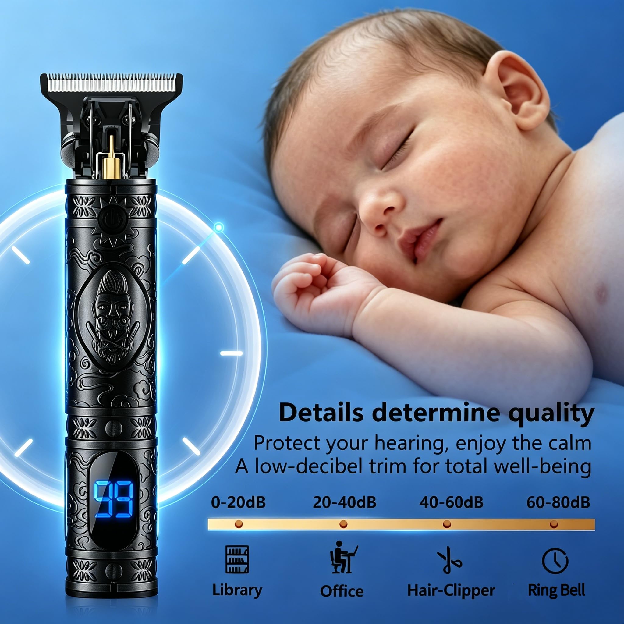 Cortapelos para hombres, juego profesional de recortadora de barba inalámbrica con hoja en T, kit de aseo eléctrico, afeitadora eléctrica para uso doméstico y de peluquería