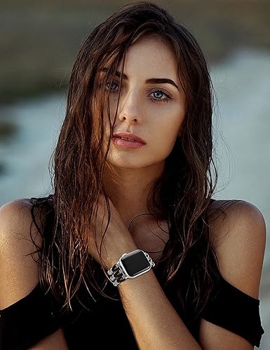 Miniatura 5 de TOYOUTHS Pulsera de cuentas compatible con Apple Watch Band de 1.651.571.571.49 pulgadas para mujer, estilo bohemio, trenzada, elástica, occidental,