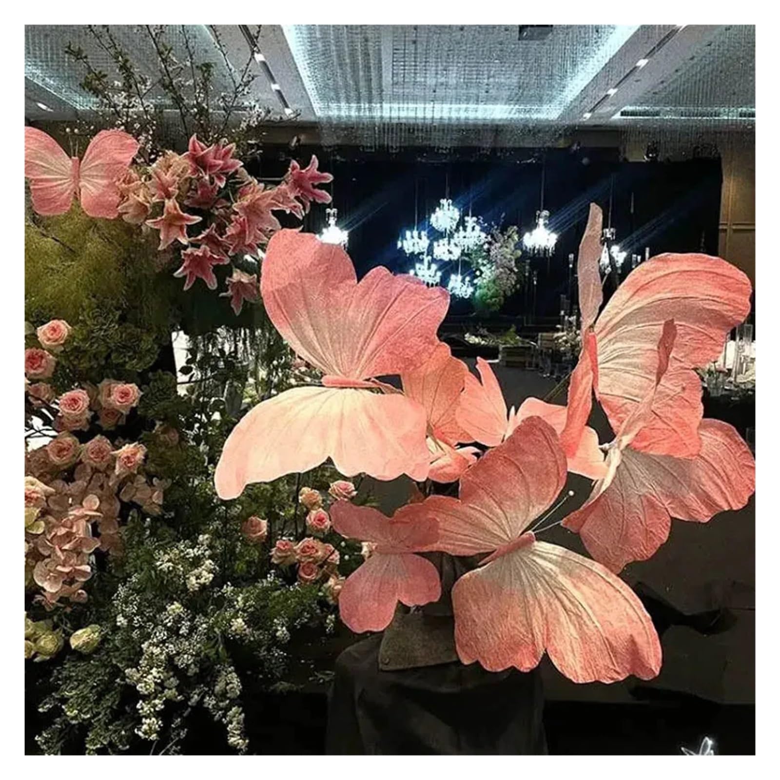 Riesige Schmetterlingsdekoration aus Papier | Künstliche Papierblume, großer Schmetterling for Hochzeitshintergrund, Party, Bühne, Fenster-Display-Layout(Dark pink,40cm)