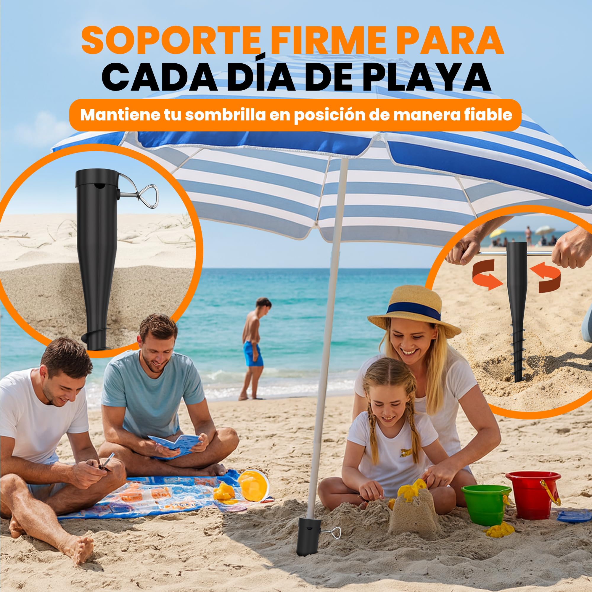 4 soportes para sombrilla de playa, estaca para sombrilla de playa, resistente al viento, estable, soporte para sombrilla, soporte para sombrilla, anclaje para el suelo, tornillo para el suelo