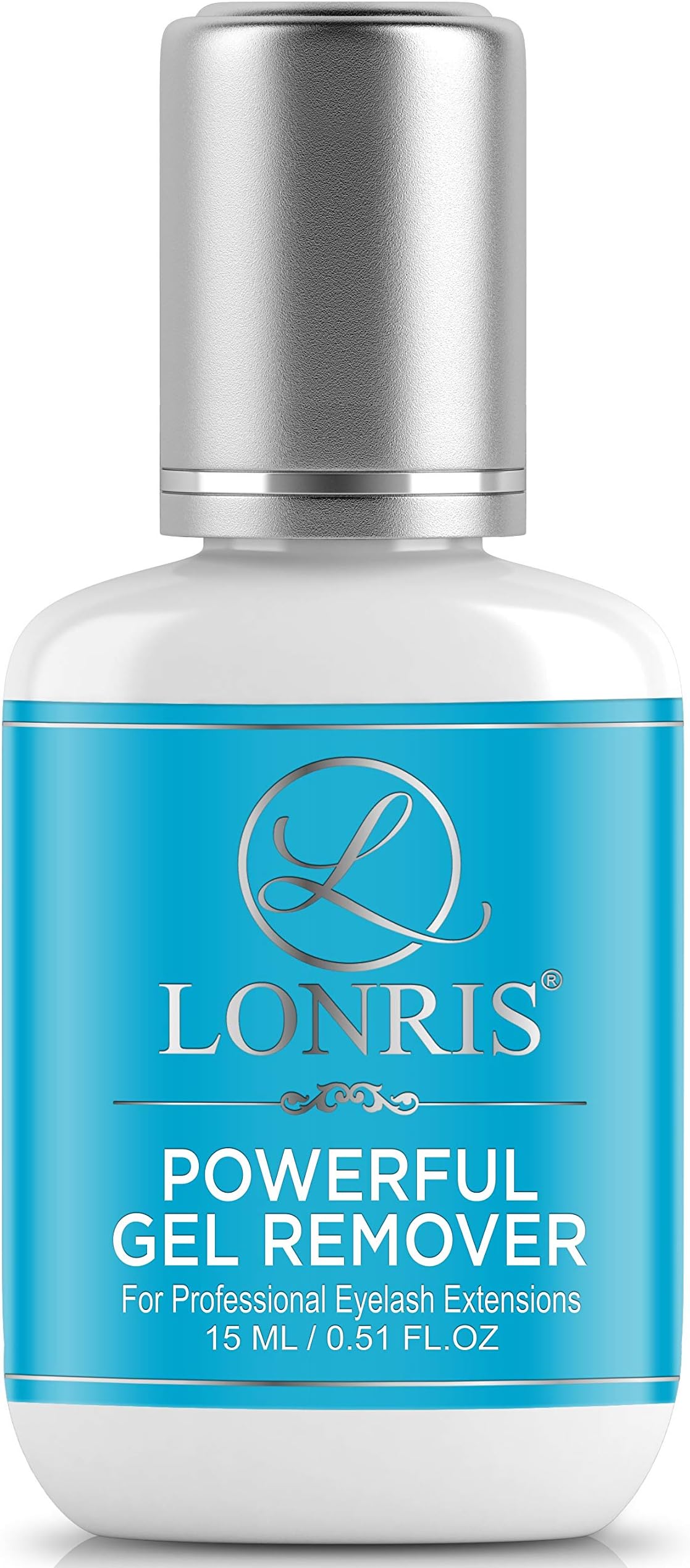Fast GEL REMOVER for Eyelash Extension Glue LONRIS 15 ml No-Burn / 1-2 minutes - Lash Adhesive Dissolution time/Thick consistency/Blue Color Lash Supplies/no Odor Eyelash Supply