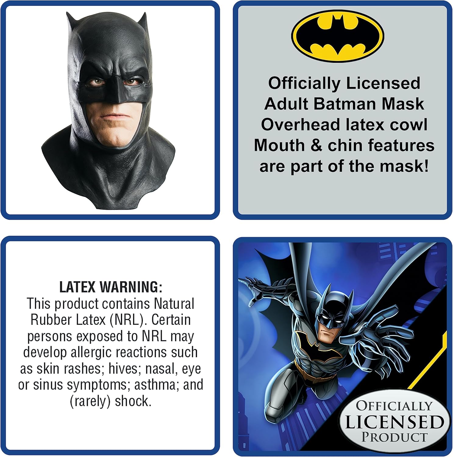 Rubies BvS Batman Overhead Foam Adult Latex Mask with Cowl- - Image 2